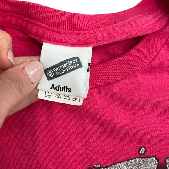 90's Vintage Looney Tunes Tweety Bird Oversized Shirt Pink Glitter - Picture 4 of 5